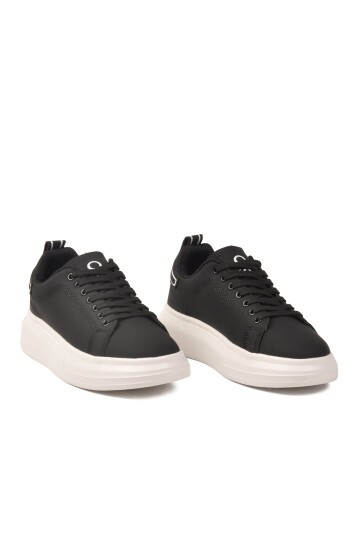 Siyah-Beyaz Bağcıklı Hafif Erkek Sneaker BNI-12081 M