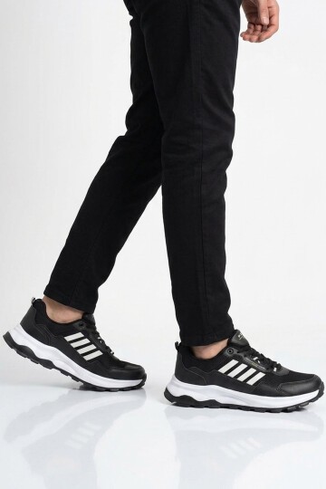 Siyah-Beyaz Hafif Rahat Taban Erkek Sneaker BST-2045 M