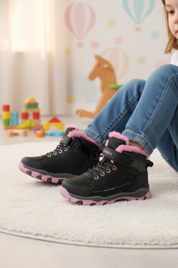 Siyah-Pembe Kürklü Cırtlı Kız Çocuk Bot 2082 P