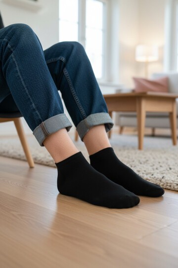 Siyah Unisex Bambu Patik Çorap BMB-2183 