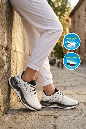 Beyaz-Siyah Tekstil ComfortSole Taban Unisex Spor Ayakkabı 101 25087-G