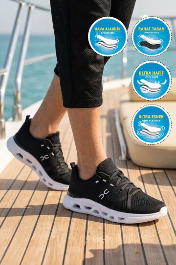 Siyah-Beyaz Anorak Hafif Rahat Taban Erkek Spor Ayakkabı Vista 160 M