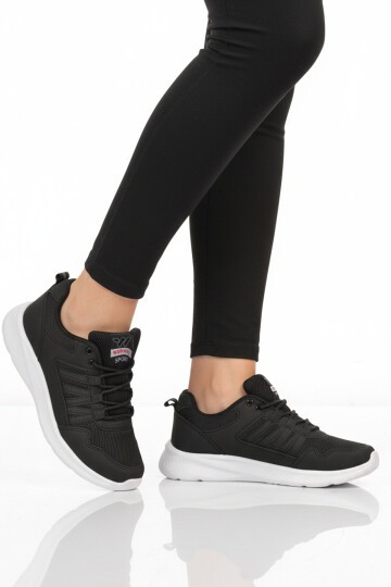 Siyah-Beyaz Tekstil Hafif Unisex Spor Ayakkabı 2029 G