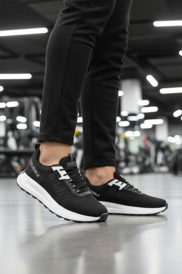 Siyah-Beyaz Hafif Erkek Fileli Spor Ayakkabı Bst-654 M