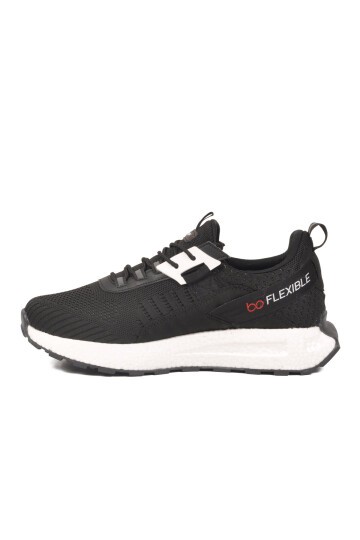 Siyah-Beyaz Hafif Erkek Fileli Spor Ayakkabı Bst-654 M