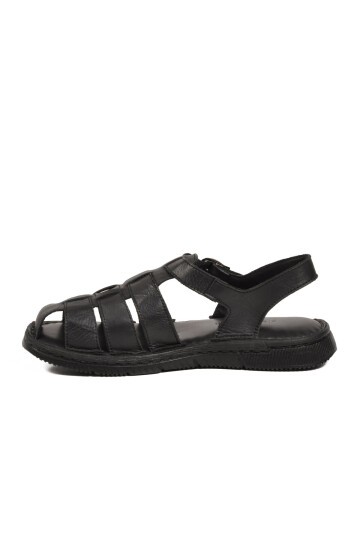 Siyah Hakiki Deri Erkek Sandalet PC-7462 M