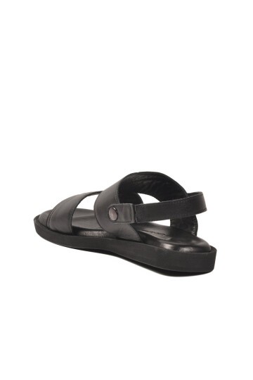 Siyah Hakiki Deri Erkek Sandalet PC-7315 M