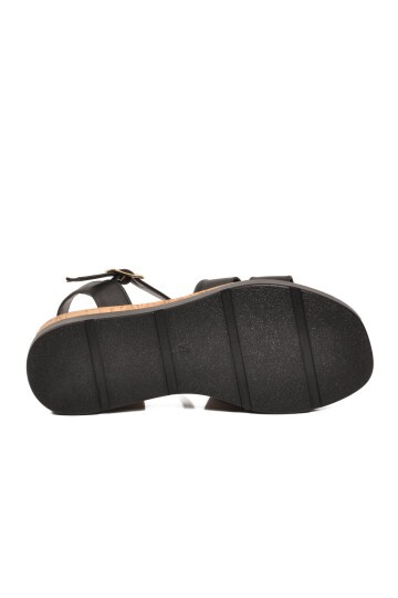 Siyah Kadın Dolgu Topuk Sandalet 35181 G