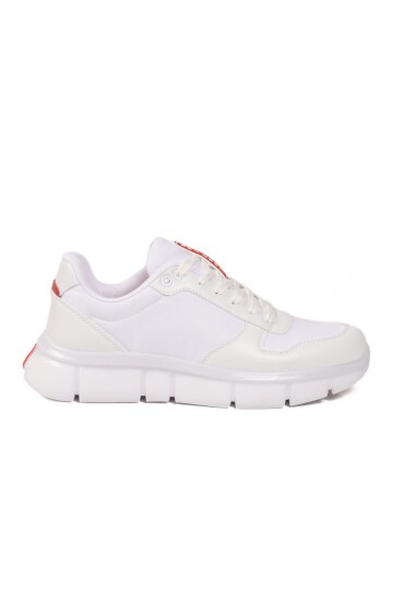 Beyaz Bağcıklı Kalın Rahat Tabanlı Erkek Casual Ayakkabı Sneaker Praval