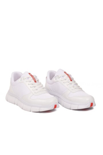 Beyaz Bağcıklı Kalın Rahat Tabanlı Erkek Casual Ayakkabı Sneaker Praval