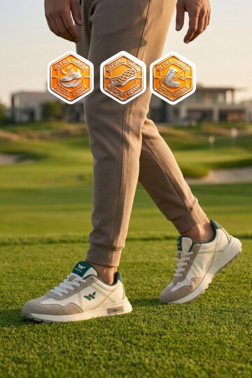 Beyaz-Gri Hafızalı Rahat Tabanlı Bağcıklı Erkek Yürüyüş ve Spor Ayakkabı Sneaker Muveon M