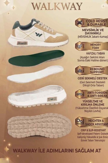 Beyaz-Gri Hafızalı Rahat Tabanlı Bağcıklı Erkek Yürüyüş ve Spor Ayakkabı Sneaker Muveon M