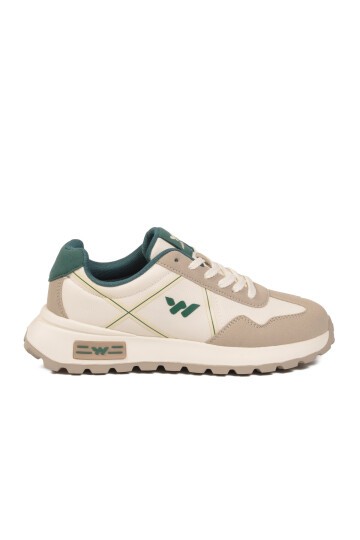 Beyaz-Gri Hafızalı Rahat Tabanlı Bağcıklı Unisex Yürüyüş ve Spor Ayakkabı Sneaker Muveon G
