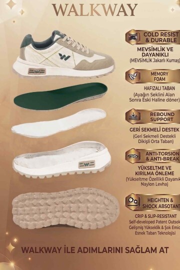 Beyaz-Gri Hafızalı Rahat Tabanlı Bağcıklı Unisex Yürüyüş ve Spor Ayakkabı Sneaker Muveon G