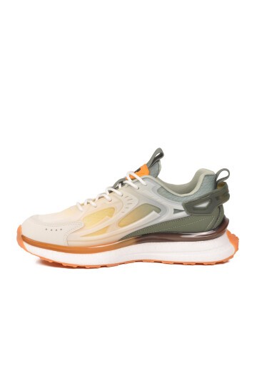 Beyaz-Haki  Fileli Hafızalı Hafif Rahat Köpük Tabanlı Erkek Yürüyüş ve Spor Ayakkabı Sneaker PCI-10105