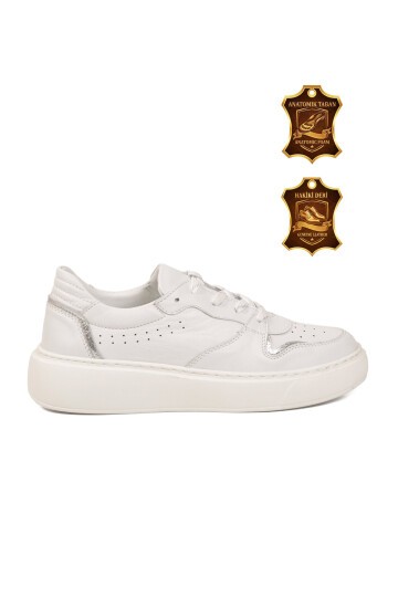 Beyaz Hakiki Deri anatomik Rahat Tabanlı Kadın Casual Sneaker Ayakkabı Z202 Z
