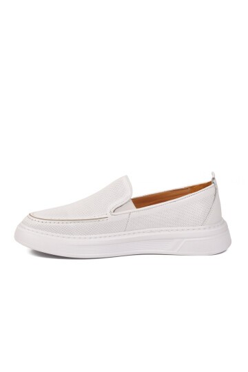 Beyaz Hakiki Deri Erkek Casual Ayakkabı Loafer 62206