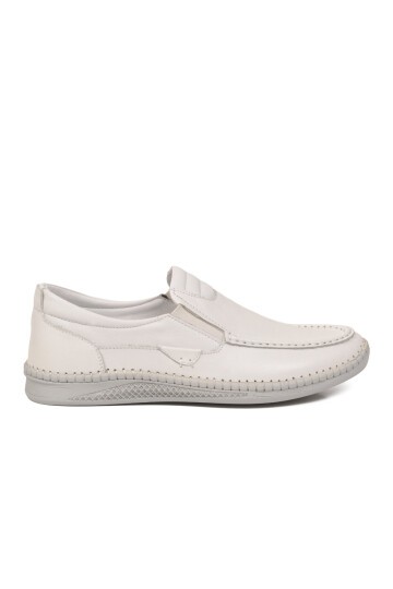 Beyaz Erkek Smart Casual Ayakkabı Hakiki Deri Hafızalı Rahat Taban Şık Loafer M741 M