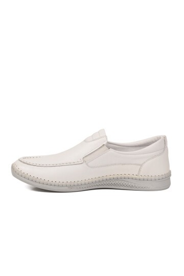 Beyaz Erkek Smart Casual Ayakkabı Hakiki Deri Hafızalı Rahat Taban Şık Loafer M741 M