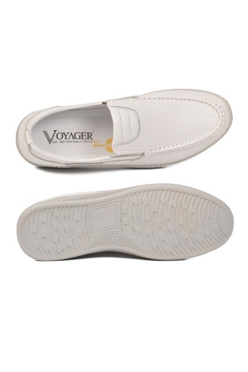 Beyaz Erkek Smart Casual Ayakkabı Hakiki Deri Hafızalı Rahat Taban Şık Loafer M741 M