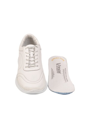 Kadın Hakiki Deri Hafızalı Taban Lastik Bağcıklı Beyaz Casual Sneaker Ayakkabı 8439 Z