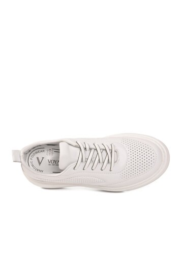 Beyaz Hakiki Deri Kadın Anatomik Tabanlı Günlük Sneaker Casual Yürüyüş Ayakkabı Z204