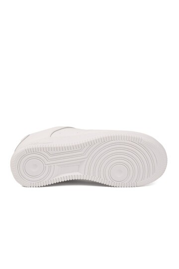 Beyaz Bağcıklı Kalın Tabanlı Unisex Yürüyüş ve Spor Ayakkabı Klasik Sneaker Pekin Kısa