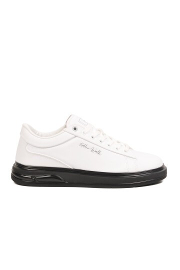 Beyaz-Siyah Dokulu Erkek Sneaker Siyah Kalın Taban Günlük Ayakkabı Dashor M