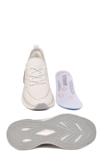 Beyaz Geniş Kalıp Örme Hafızalı Taban Nefes Alan Kadın Yürüyüş ve Spor Ayakkabı Sneaker B264 Z