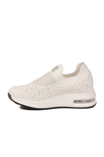 Kadın Beyaz Örme Saya Air Tabanlı Günlük Sneaker Yürüyüş Ayakkabısı B265 Z