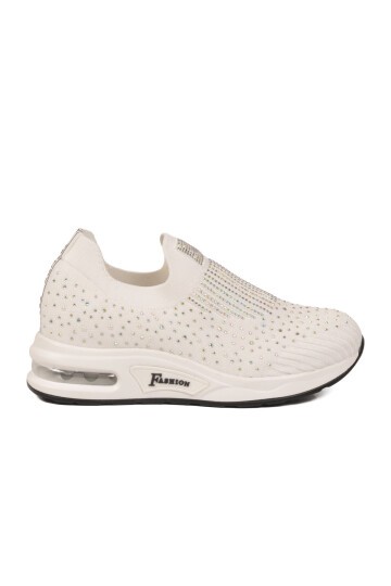 Kadın Beyaz Örme Saya Air Tabanlı Günlük Sneaker Yürüyüş Ayakkabısı B265 Z
