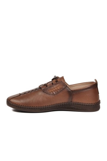 Erkek Hakiki Deri Smart Casual Bağcıklı Günlük Ayakkabı Hafızalı Taban Konfor Ceviz M783 M