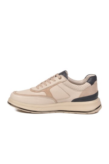 Ekru Hakiki Deri Erkek Günlük Sneaker Konforlu Hafızalı Taban Casual Ayakkabı M692 M