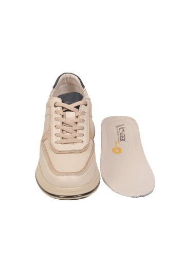 Ekru Hakiki Deri Erkek Günlük Sneaker Konforlu Hafızalı Taban Casual Ayakkabı M692 M