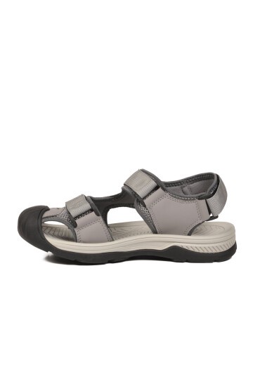 Erkek Gri Kapalı Burun Cırtlı Günlük Yürüyüş Outdoor Sandalet E337 M