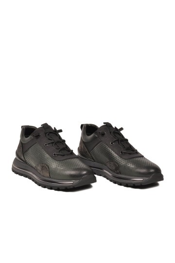 Haki Hakiki Deri Bağcıklı Erkek Casual Ayakkabı Sneaker M533