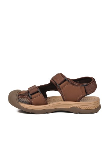 Erkek Kahve Kapalı Burun Cırtlı Günlük Yürüyüş Outdoor Sandalet E337 M