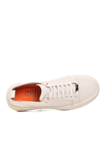 Krem Hakiki Deri Bağcıklı Kalın Rahat Tabanlı Erkek Casual Sneaker Ayakkabı 5404