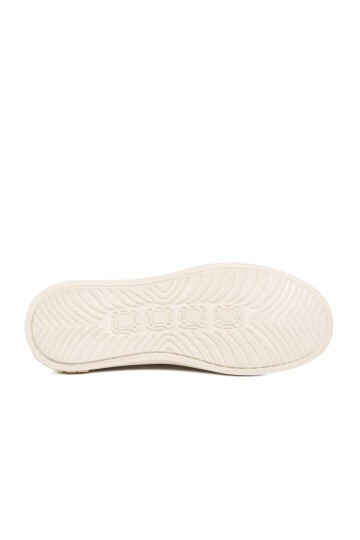 Krem Hakiki Deri Bağcıklı Kalın Rahat Tabanlı Erkek Casual Sneaker Ayakkabı 5404