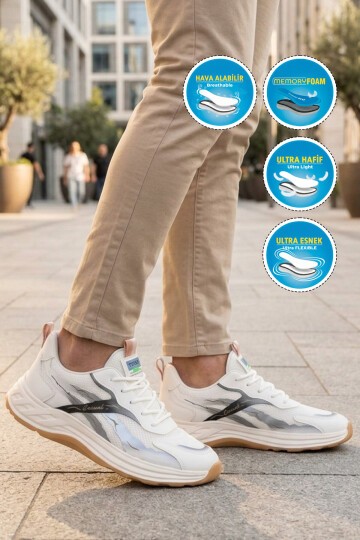 Erkek Memory Foam Hafif Esnek Taban Krem Günlük Spor Ayakkabı Sneaker E275 M