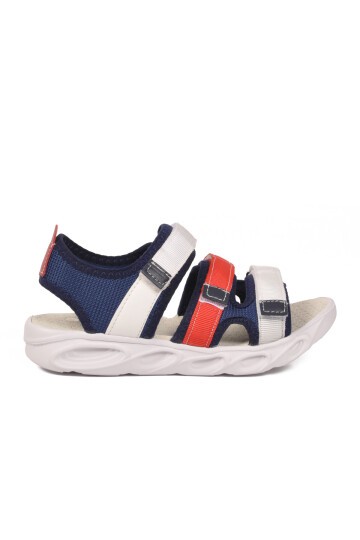 Lacivert-Kırmızı Cırtlı Ortopedik Erkek Çocuk Spor Sandalet 26A44