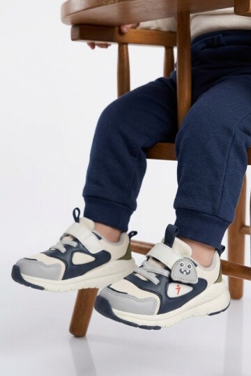 Lacivert Fileli Cırtlı Anatomik Desenli Bebek İlk Adım ve Spor Ayakkabı Sneaker Dorian İA