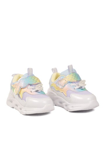 Lila Cırtlı Işıklı Anatomik Desenli Bebek İlk Adım ve Spor Ayakkabı Sneaker Aria B