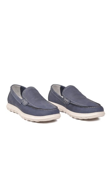 Mavi Nubuk Hakiki Deri Anatomik Tabanlı Erkek Casual Ayakkabı Loafer M732
