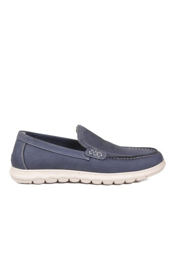 Mavi Nubuk Hakiki Deri Anatomik Tabanlı Erkek Casual Ayakkabı Loafer M732