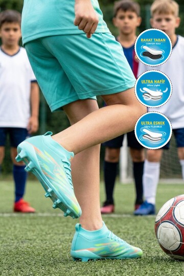 Mint Çoraplı Bağcıklı Unisex Futbol Ayakkabısı Krampon Strike G