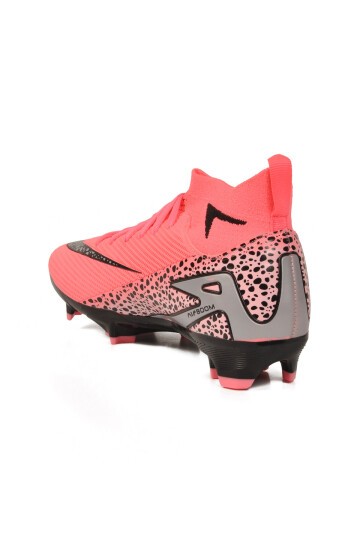 Pembe-Siyah Çoraplı Bağcıklı Unisex Krampon Futbol Ayakkabısı Süperfly