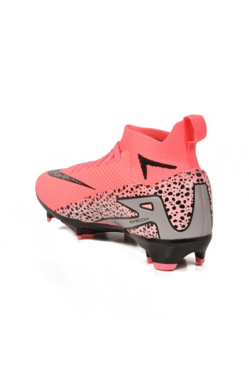 Pembe-Siyah Çoraplı Bağcıklı Erkek Futbol Ayakkabısı Krampon 610