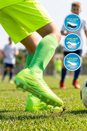 Sarı Çoraplı Bağcıklı Unisex Futbol Ayakkabısı Krampon Strike G
