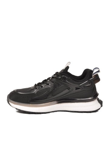 Siyah-Beyaz  Fileli Hafızalı Hafif Rahat Köpük Tabanlı Erkek Yürüyüş ve Spor Ayakkabı Sneaker PCI-10105